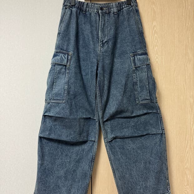 GU 데님 슈퍼와이드 카고 팬츠