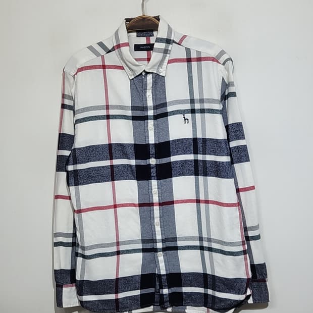 (95) 헤지스 남방 체크 셔츠 기본로고 캐주얼 