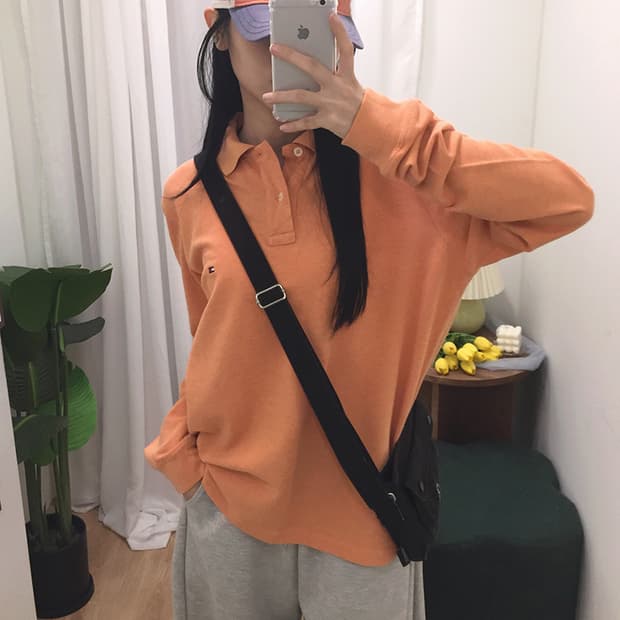 여성 타미 긴팔 카라티셔츠