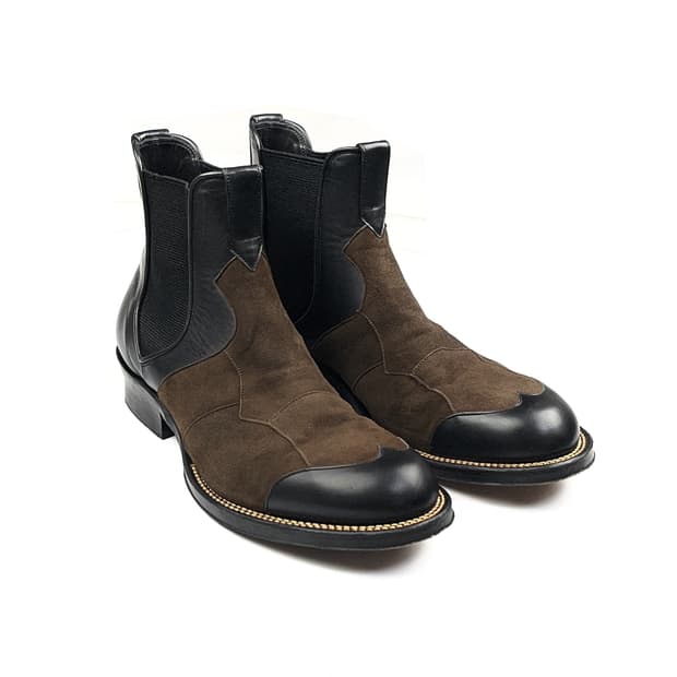 suede patchwork side gore boots