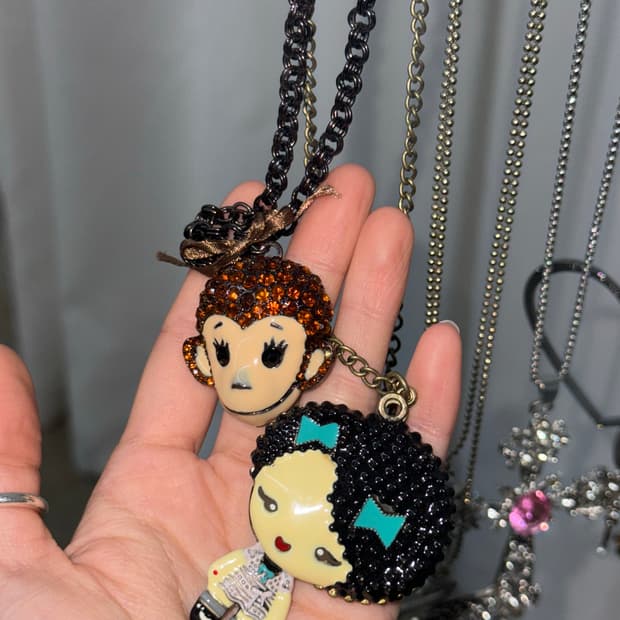 y2k 큐빅 몽키 네크리스