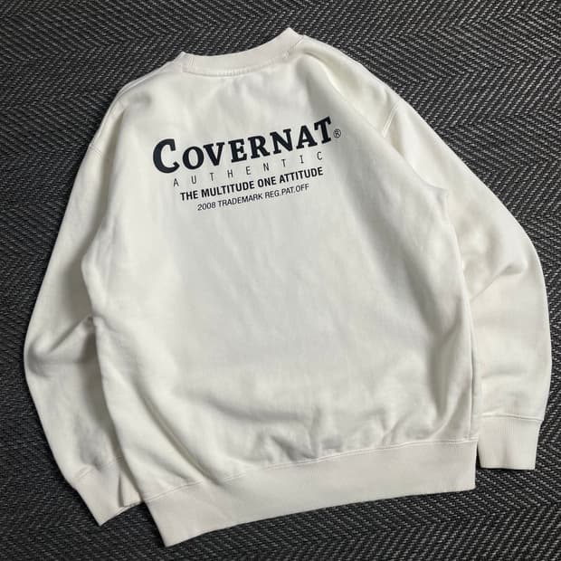 커버낫 헤비코튼 빅로고 크림 맨투맨y 3811