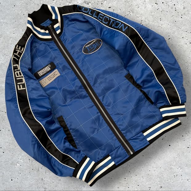 [L] 00s FUBU 후부 컬렉션 레이싱 블루종 집업 자켓 E377