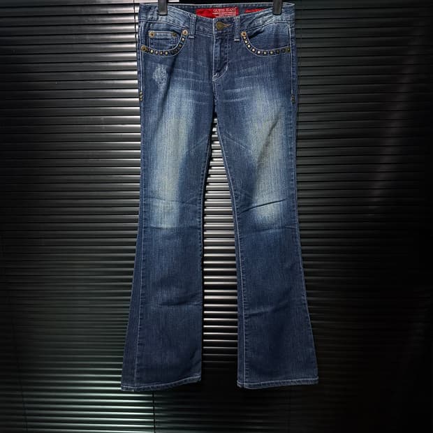 게스 찡 스터드 워싱 데님 부츠컷 나팔 플레어 웨스턴 24 고스 펑크 락