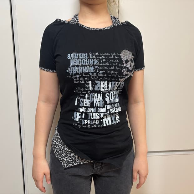 팝걸빈티지 자사몰 해골 프린팅 반팔 