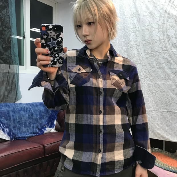 리바이스 여성 투포켓 체크 셔츠 