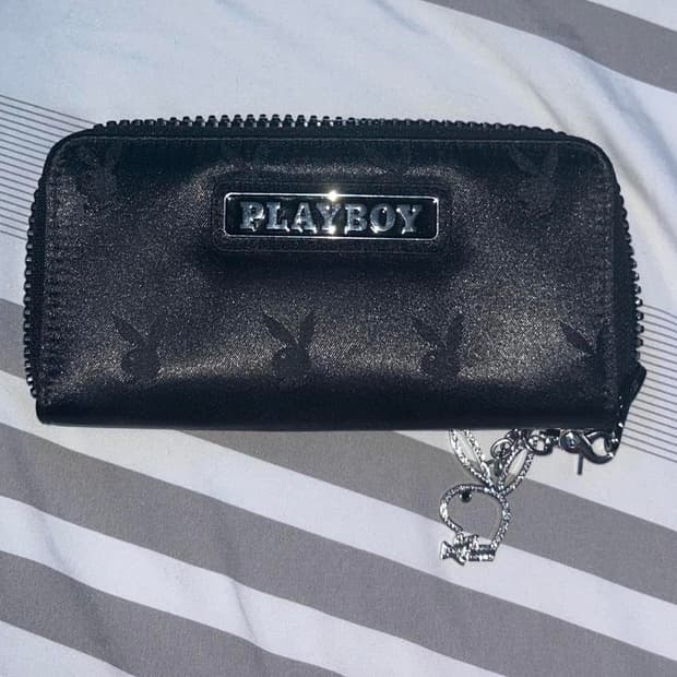 플레이보이 자카드 장지갑 블랙