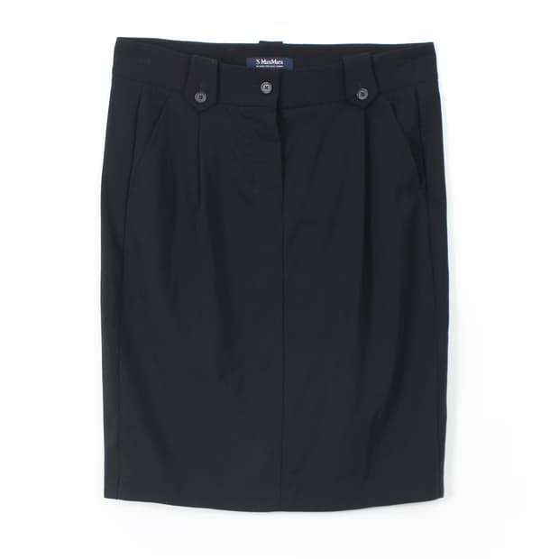 막스마라 S'MaxMara 써머 울 블랙 정장 미디 스커트