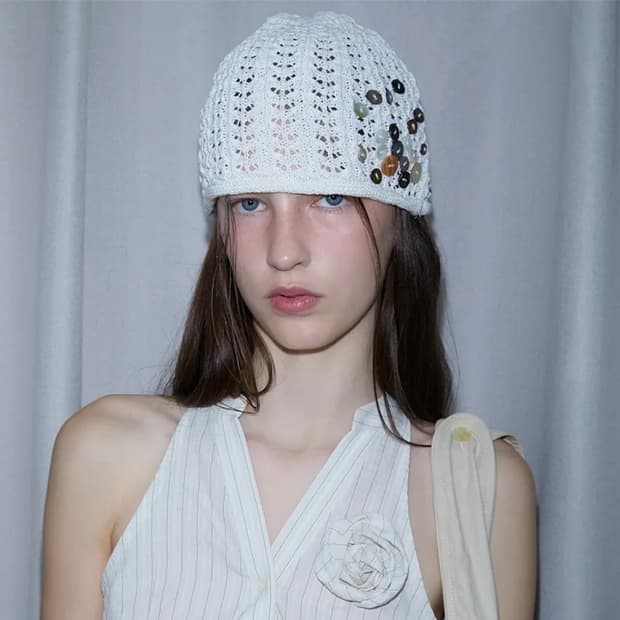 더포르타 서머 버튼 비니 아이보리