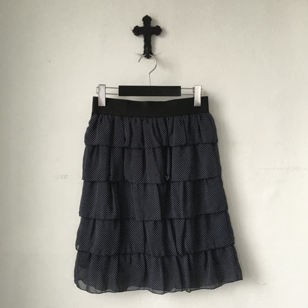 Dot pattern layer midi skirt