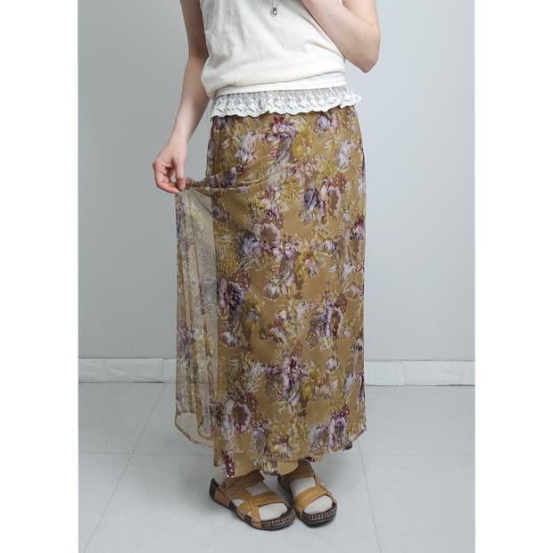 플로럴 샤 레이어드 스커트