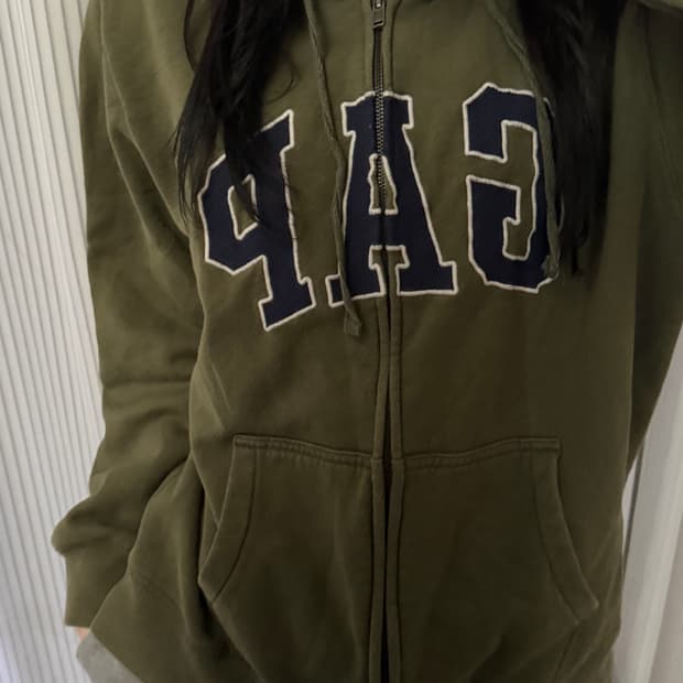 갭 카키색 후드집업 XL