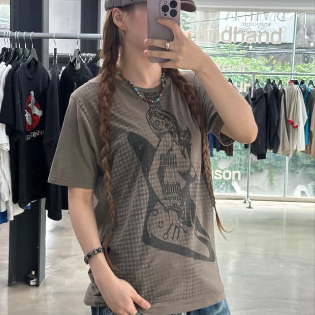 히스테릭글래머 기타히스걸 반팔티 모카브라운
