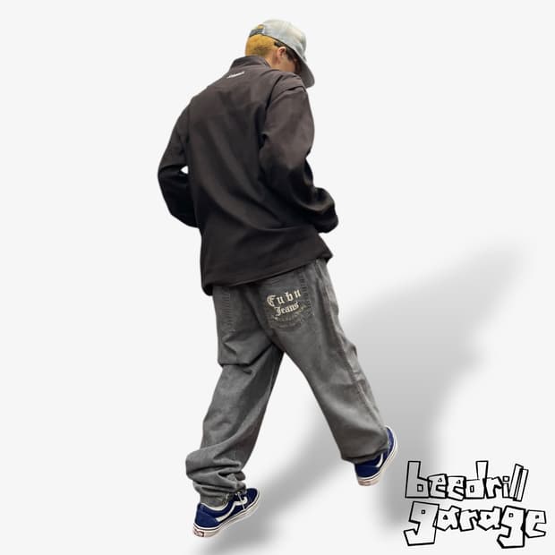 후부 올드스쿨 그레이 데님 팬츠