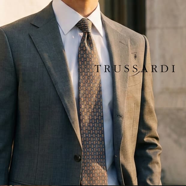 트루사르디 실크 네이비 패턴 넥타이 9.5cm A+등급 G13
