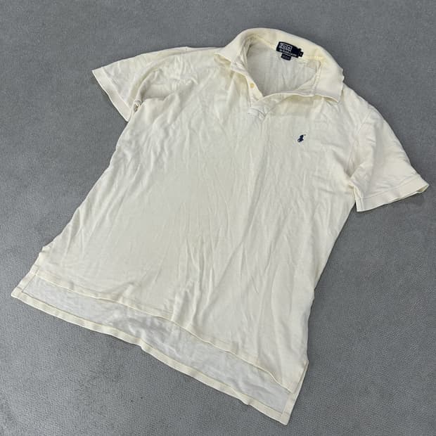 폴로 아이보리 반팔 카라티 L