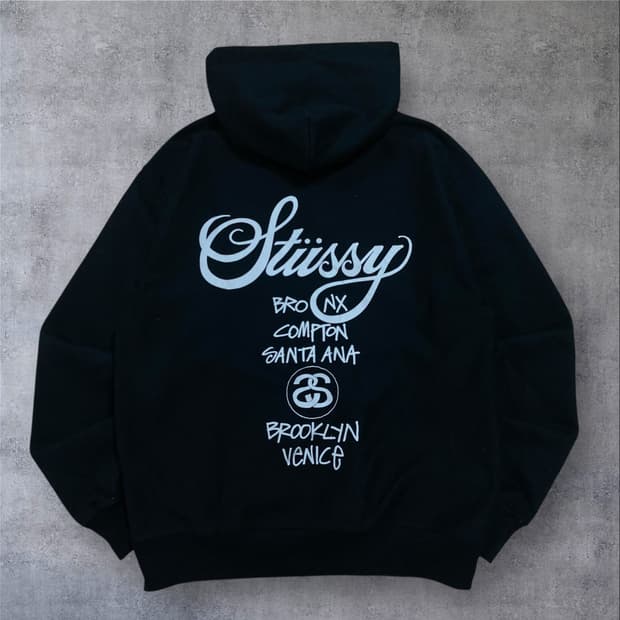 스투시 월드투어 빅로고 블랙 후드티