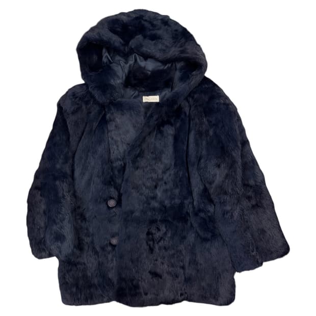 vintage Velvet Rabbit Fur Hoodie Coat