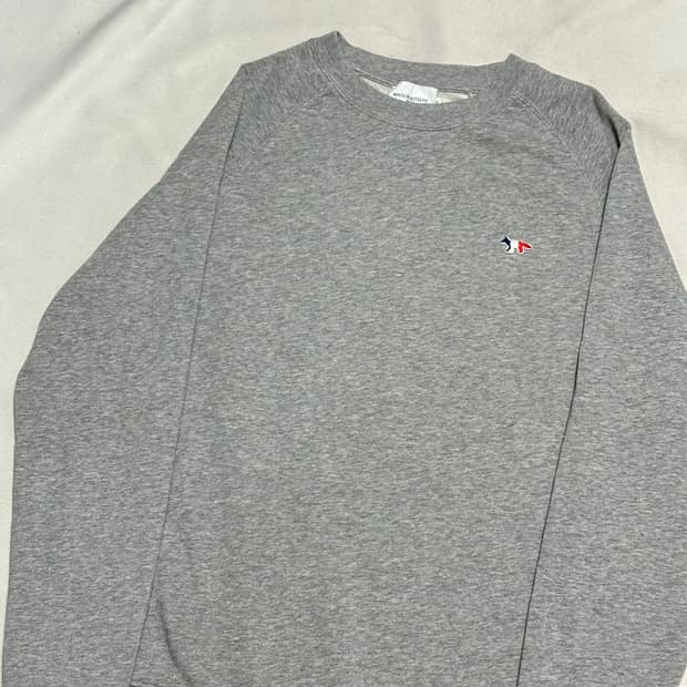 XL 메종키츠네 트리컬러 폭스 그레이 맨투맨 