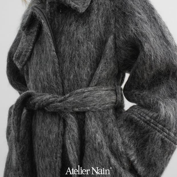 Atelier Nain 모헤어 울 벨트 하프 코트