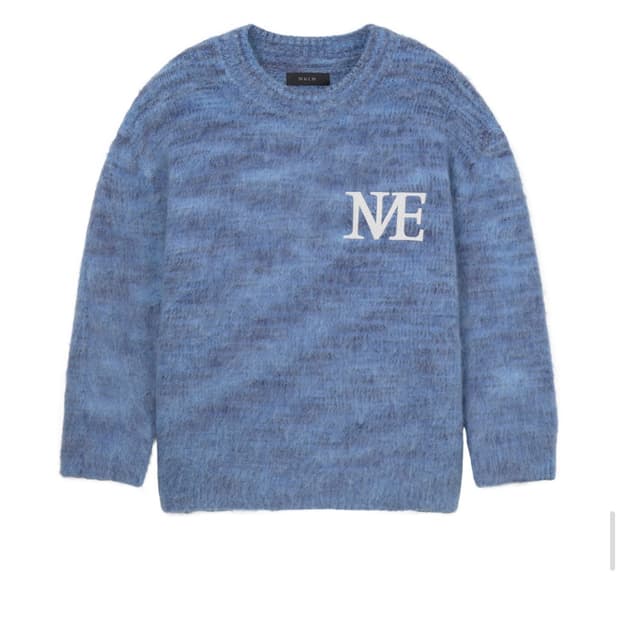 므넴 니트 chain embroidery knit (mix blue