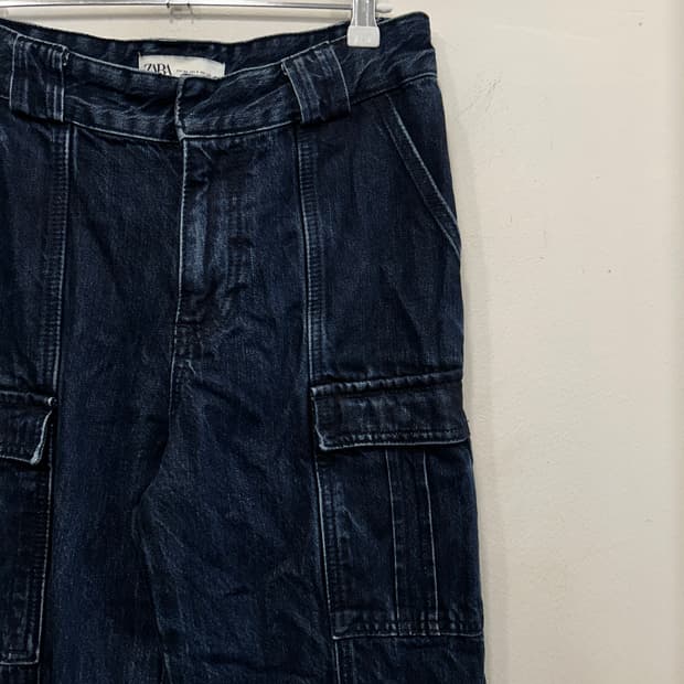 자라 생지 카고 워싱 하이웨스트 부츠컷 데님 팬츠