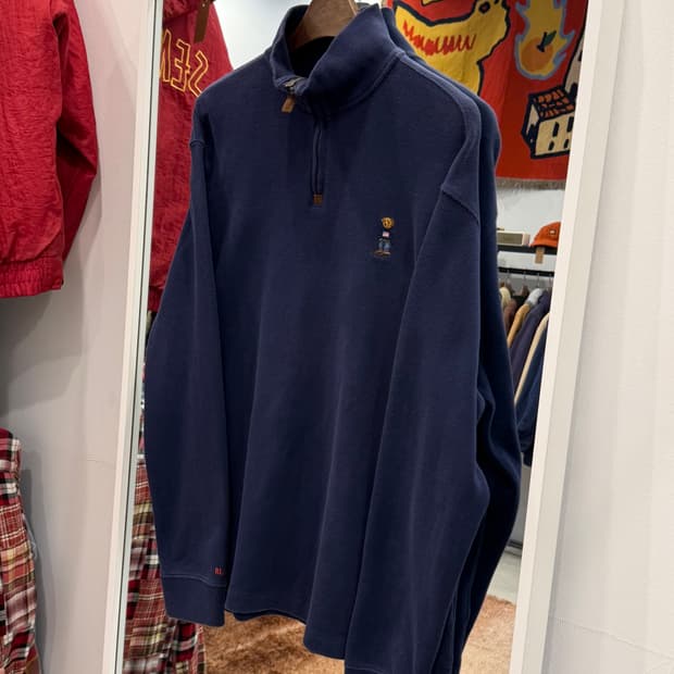 Polo RL 폴로 랄프로렌 폴로베어 하프넥 쿼터 집업 니트 (navy)
