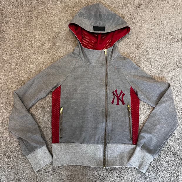 엠엘비 우먼 뉴욕양키스 크롭 언발 후드집업S