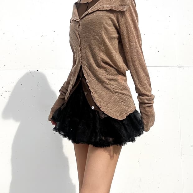 2 layered lace knit / brown