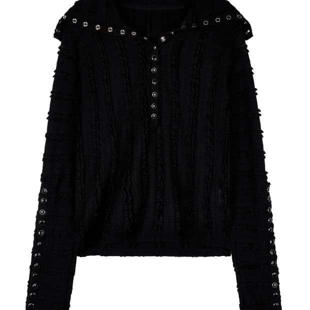 김미더영 G_LACE BUTTON TOP BLACK
