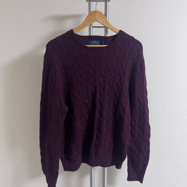 폴로 랄프로렌 케이블 니트 버건디 사이즈 L