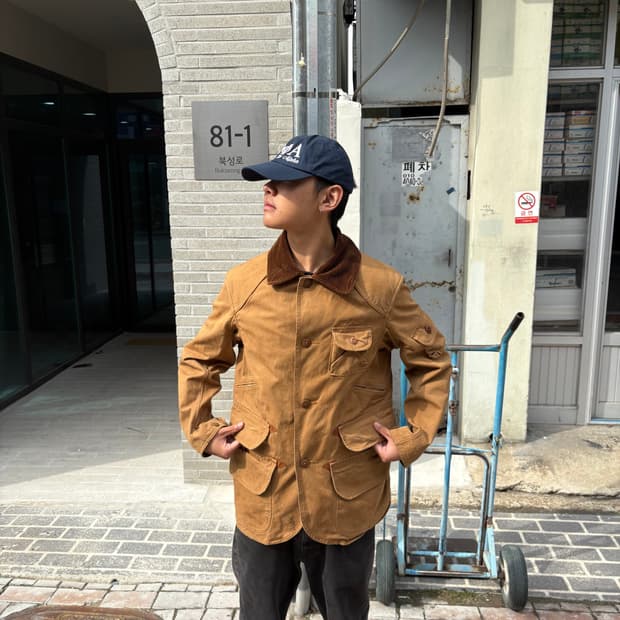 폴로 바이 랄프로렌 캔버스 브라운 코듀로이 카라 헌팅 자켓