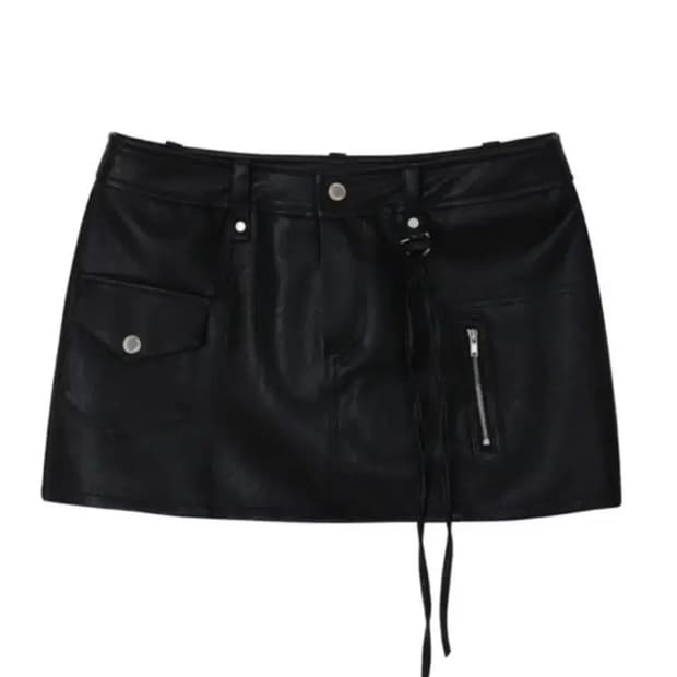 보헴서 로우 카고 레더스커트