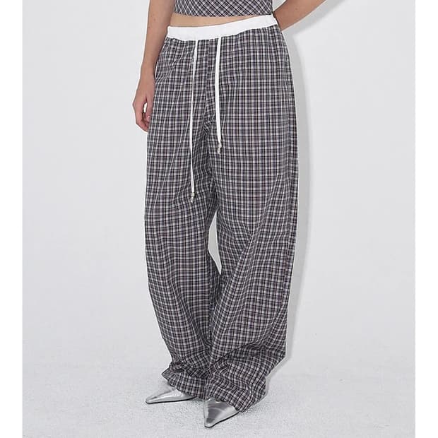 폴리수엠 check summer pants (brown)