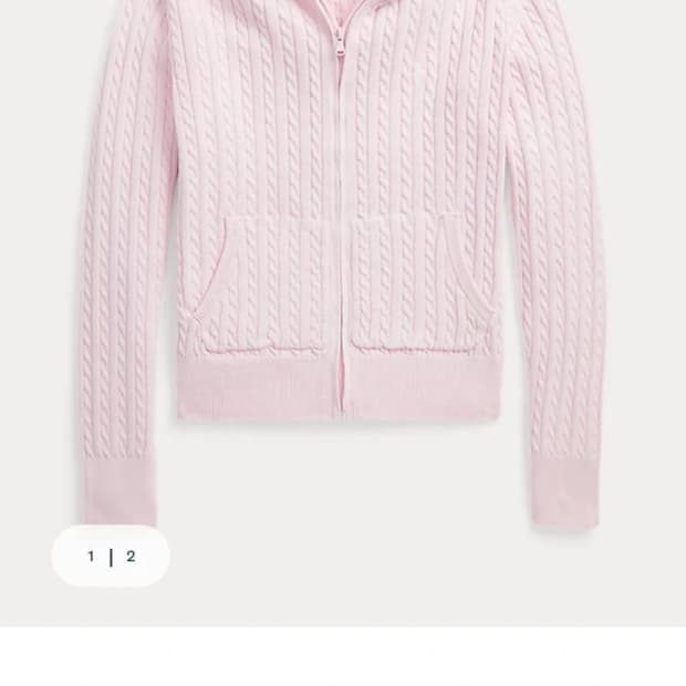 미국구매)폴로 랄프로렌 걸즈xl 딸기우유 니트후드집업 클리시어 쓰리타임즈