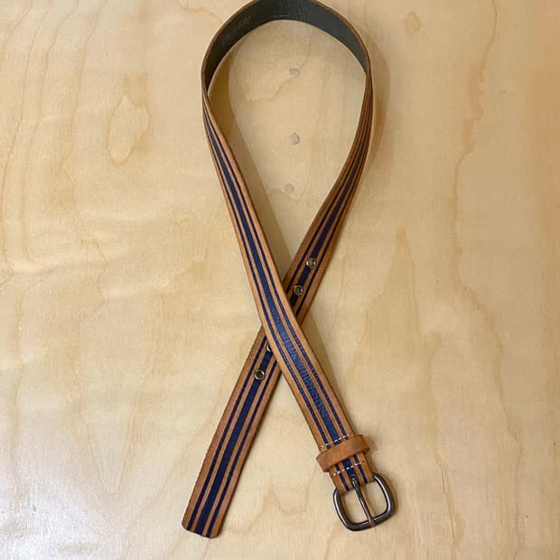 VTG stripe leather belt 미국빈티지 스트라이프 벨트