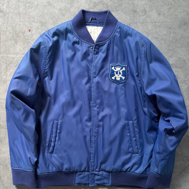 Stussy 스투시 00s 블루 스컬로고 새틴 바시티 자켓