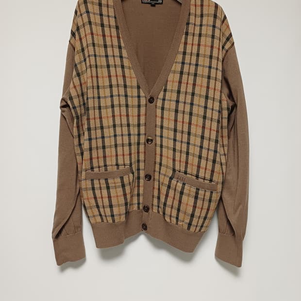 [Vintage] 00's DAKS GOLF 하우스체크 울 가디건/100