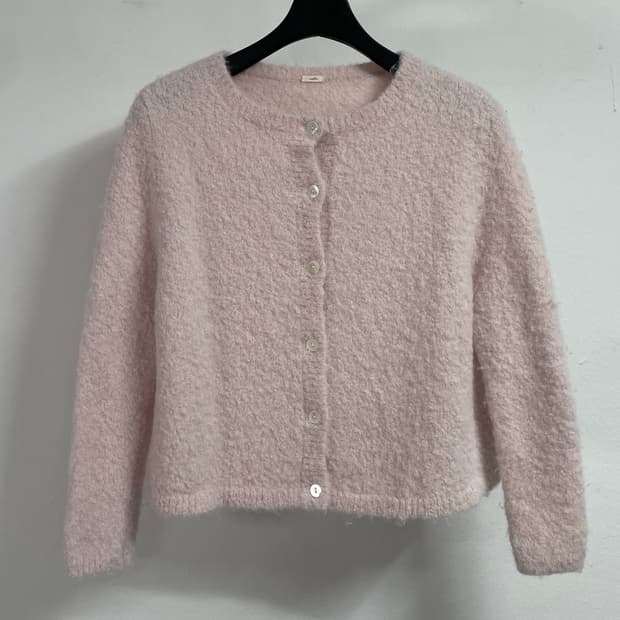 비아플레인 파스텔핑크 알파카 가디건 (on.606)