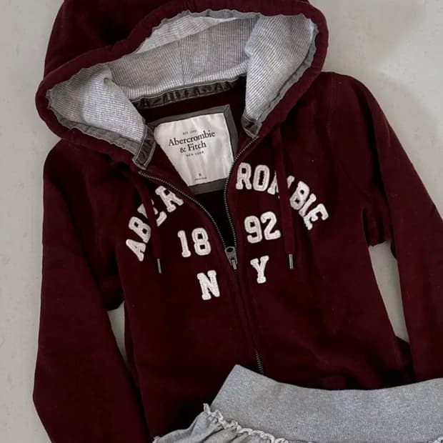 아베크롬비 버건디 후드집업 M