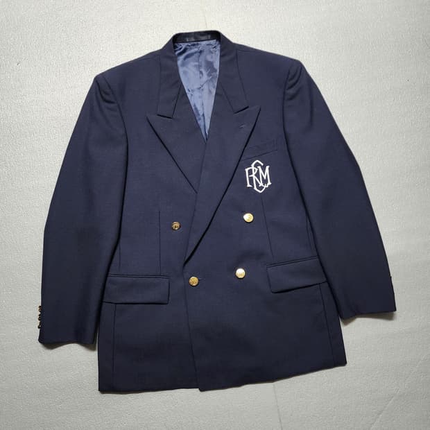 일본빈티지 네이비 더블 브레스트 엠블럼 금장 자켓