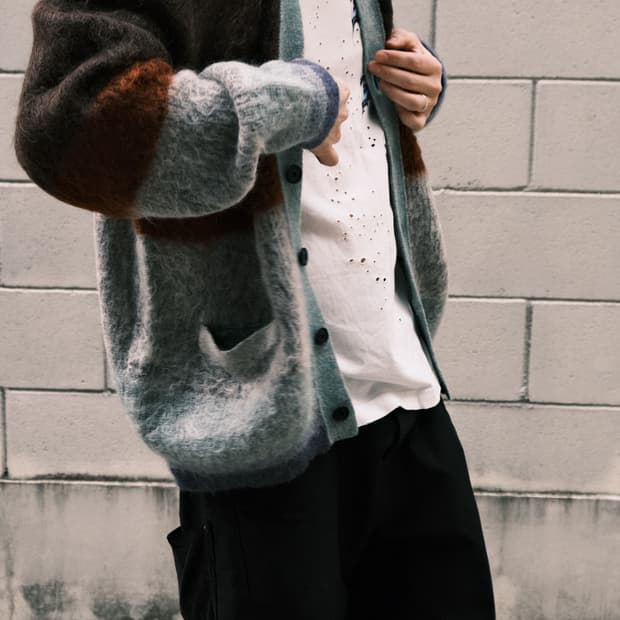 요크 YOKE 23FW 모헤어 보더 가디건