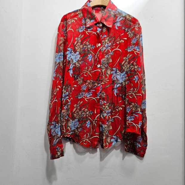 꽃무늬 시스루 셔츠 블라우스 