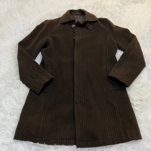 빈티지 초코 브라운 스트라이프 코트 833 y2k 스트릿 모리 갸루 일본