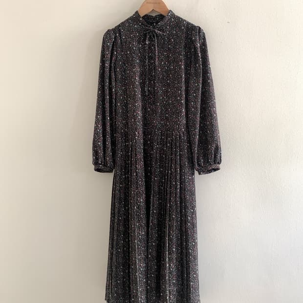 (Vintage)Floret Ribbon Collar Dress