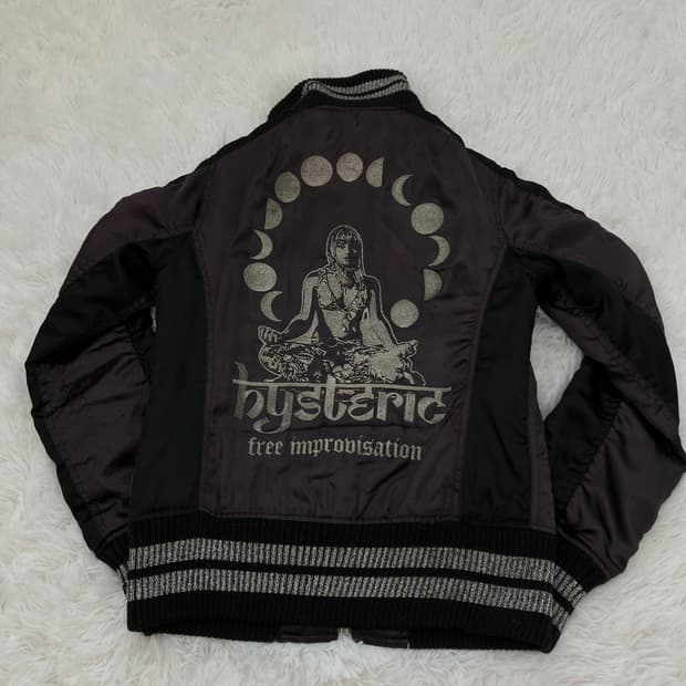 히스테리 글래머 문워크 누빔 블루종 y2k 스트릿 갸루 펑키 일본