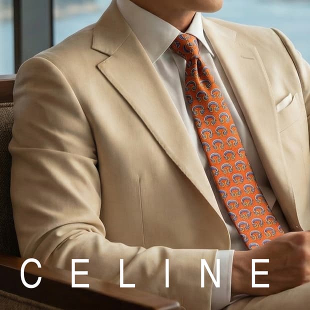 셀린느 실크 오렌지 팔찌 모티브 넥타이 9.5cm A+등급 A19482
