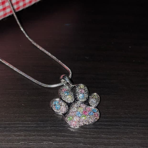 빈티지 갸루 페어리 강아지 발바닥 큐빅 목걸이