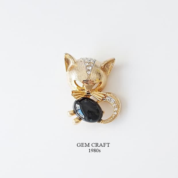 1980년대 Gem craft 고양이 빈티지브로치