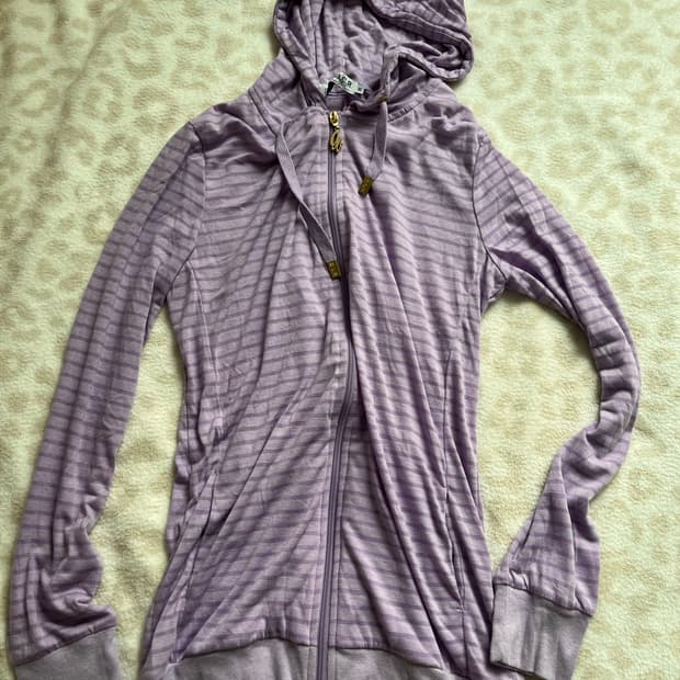 Purple striped loose fit zip-up